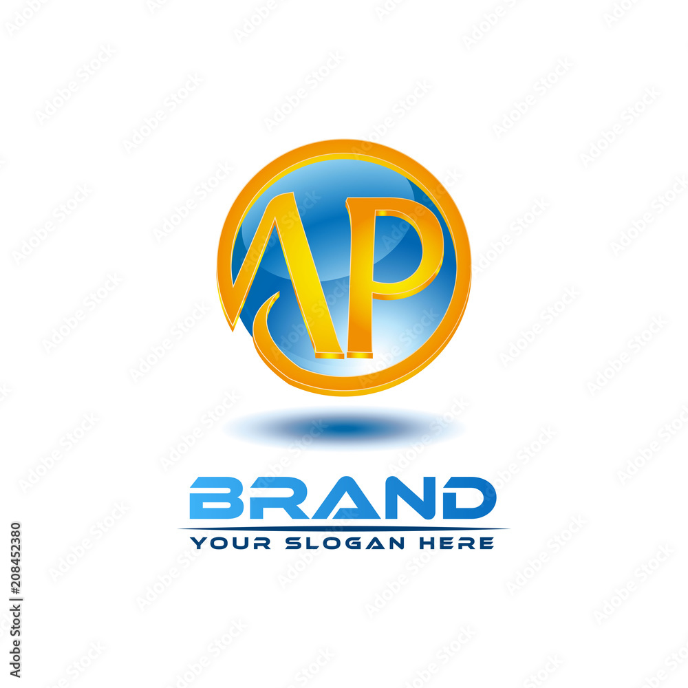 Letter A and P on white background. Logo Design Template. 3D logo design Letter A and P on white background. Logo Design Template. 3D logo design