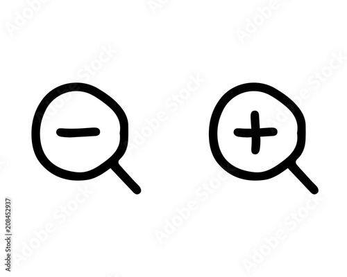 zoom in and zoom out icon design illustration,hand drawn style design, designed for web and app