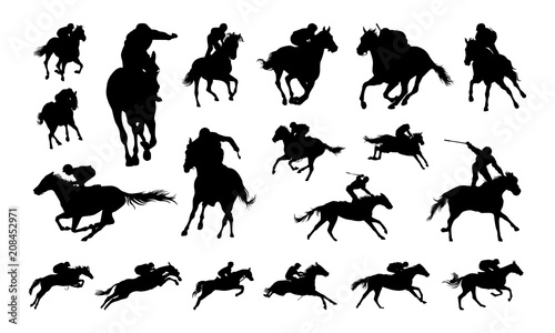 Set of Jockey Illustration Silhouette vector