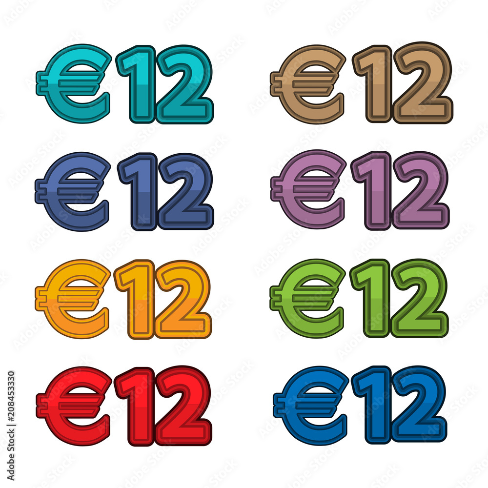 Illustration Vector of price 12 euro, Europe currency Illustration Vector of price 12 euro, Europe currency