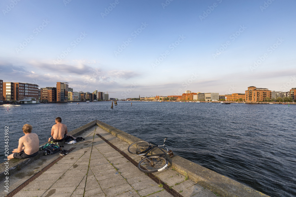 Late afternoon swimming in Copenhagen, Denmark.