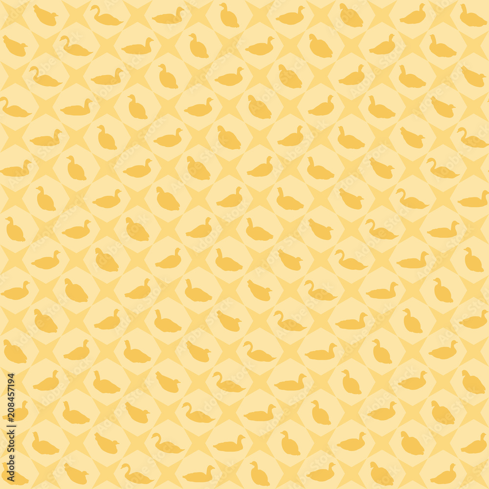 yellow waterfowl birds on yellow background. vector seamless pattern yellow waterfowl birds on yellow background. vector seamless pattern