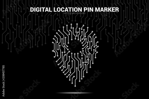 Location Pin Marker from circuit board line, Digital GPS signage
