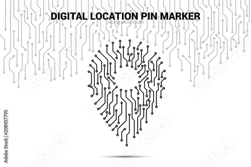 Location Pin Marker from circuit board line, Digital GPS signage
