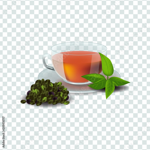 Vector illustration in realism style about green or herbal tea