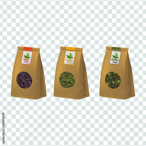 Vector illustration in realism style with tea packaging