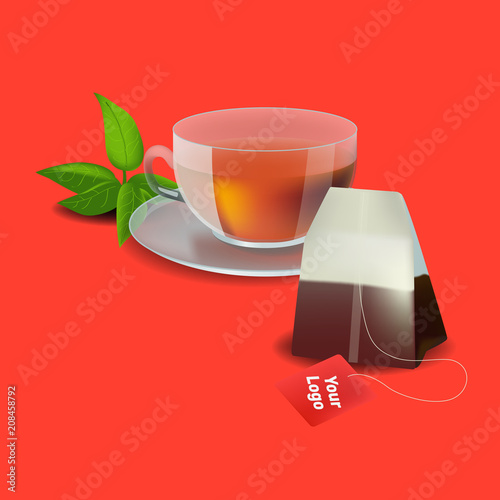 Vector illustration in realism style about tea bag