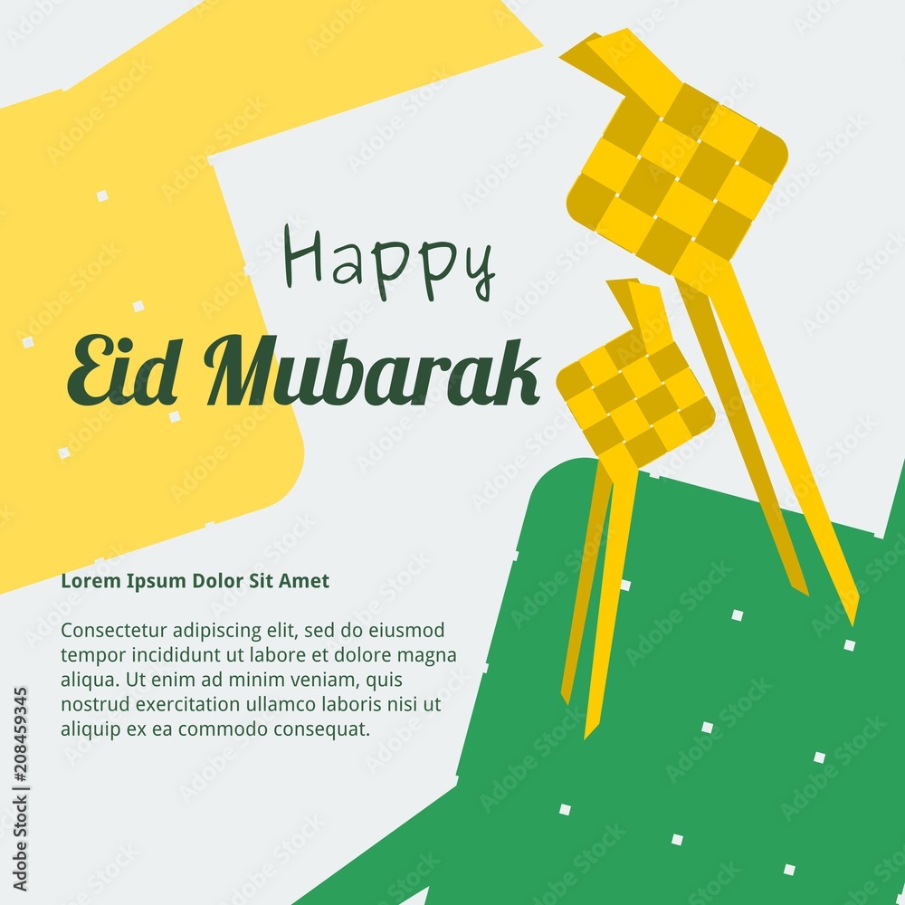 Editable Indonesian or Malaysian Ketupat Packed Rice Vector Illustration for Happy Eid Mubarak Concept Text Background Combined With Nusantara Culture and Tradition