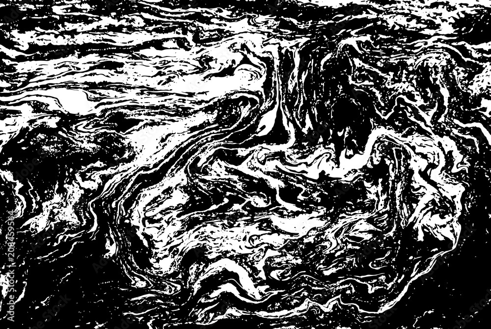 Black and white liquid texture. Hand drawn marbling illustration. Abstract vector background. Monochrome marble pattern. Black and white liquid texture. Hand drawn marbling illustration. Abstract vector background. Monochrome marble pattern.