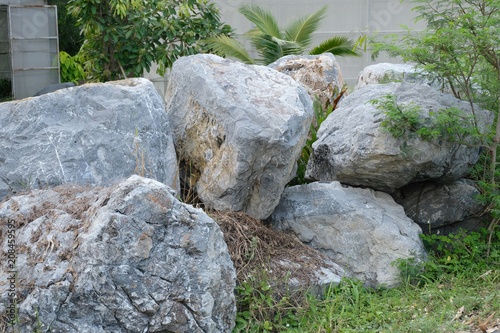 big stone on the grass