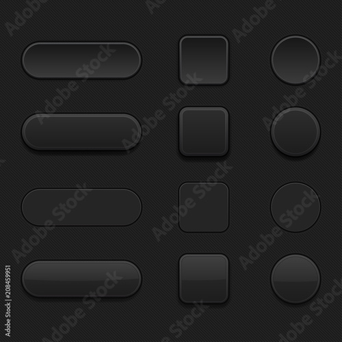 Set of black matted blank buttons. Normal and pushed