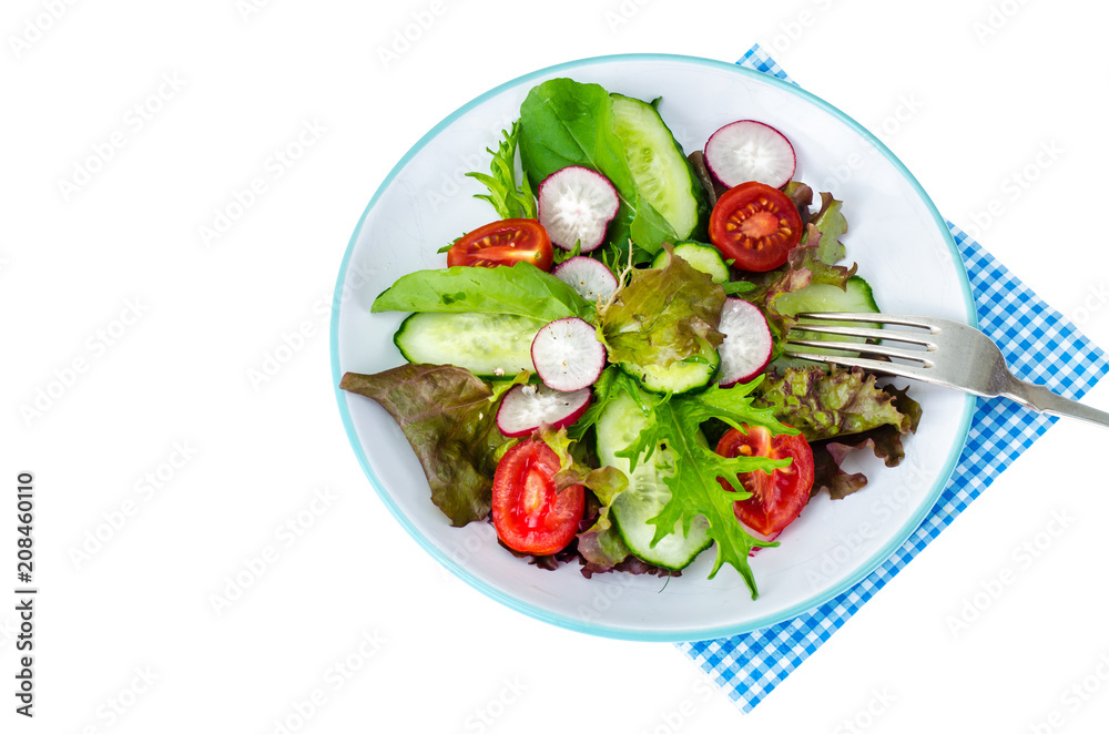 Fresh vegetables with radish, cucumber Fresh vegetables with radish, cucumber