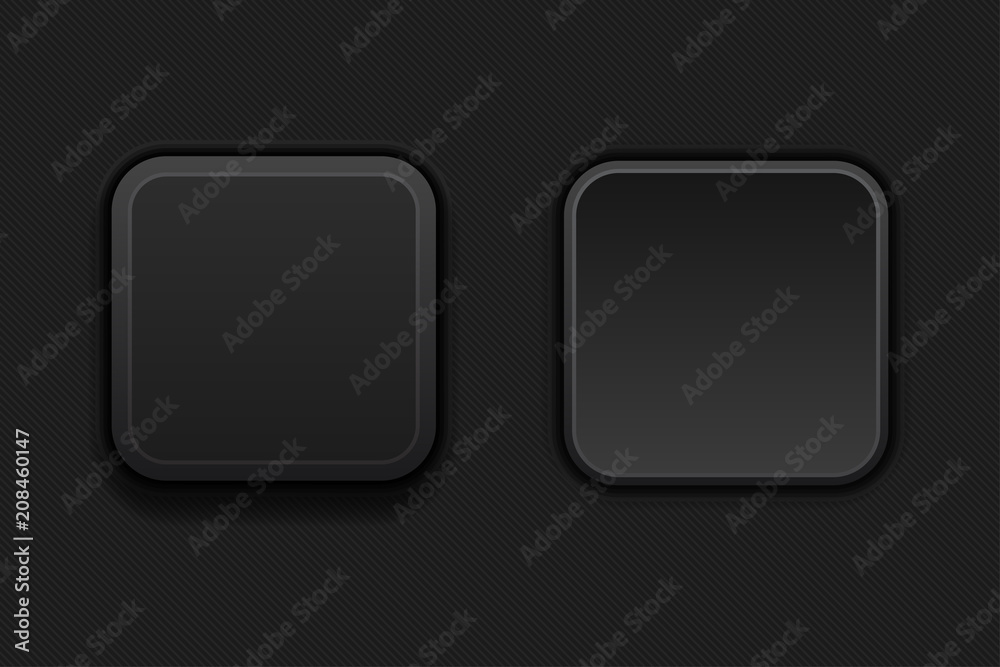 Black plastic buttons. 3d square signs Black plastic buttons. 3d square signs