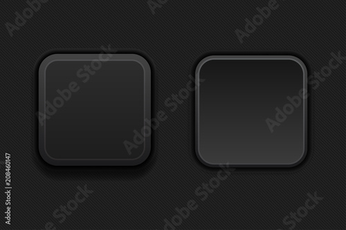 Black plastic buttons. 3d square signs