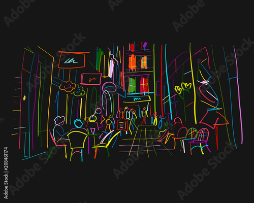 Old european street, sketch for your design