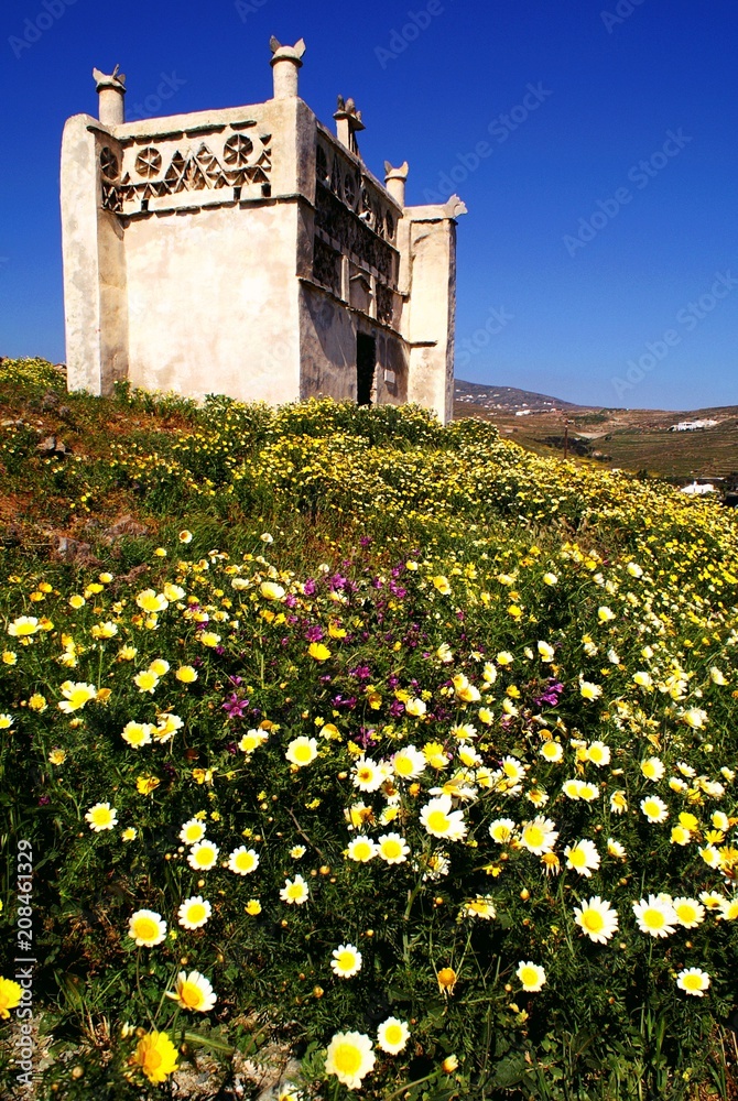 Traditional dovecote, pigeon house in Tinos island, Cyclades, Greece.
