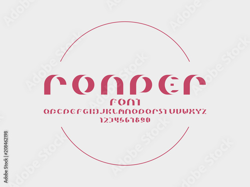 Rounder shadow font. Vector alphabet 