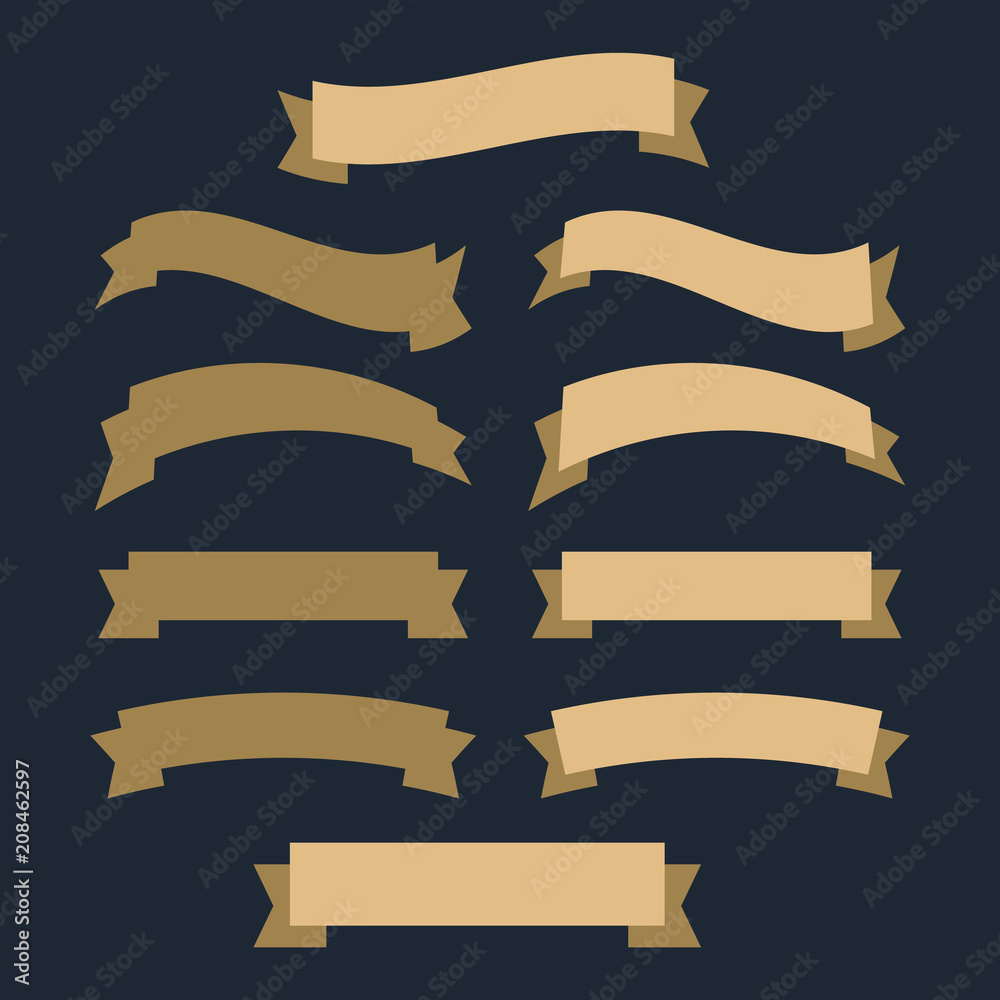 Flat vector ribbons banners isolated. Ribbons banners