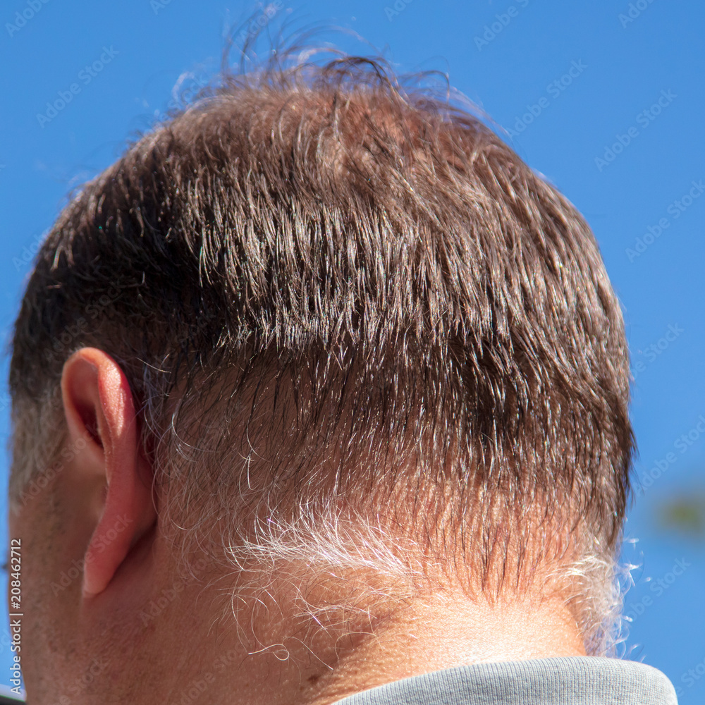 Hair over the neck of a man Hair over the neck of a man