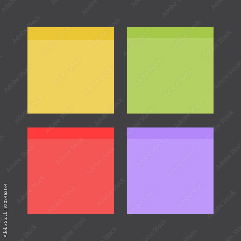 Naklejka premium illustration of paper lists set. Colored set of sticky notes