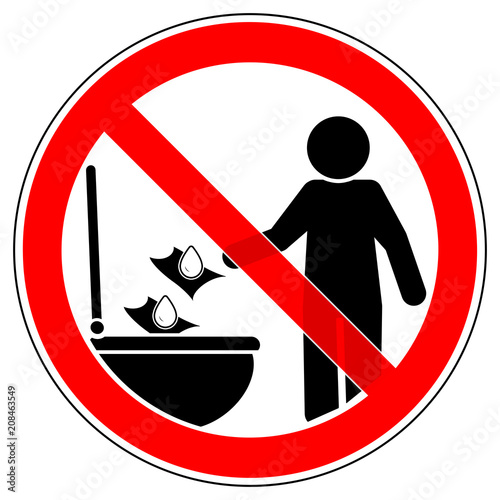 srr363 SignRoundRed - Verstopfungsgefahr: Feuchttücher bitte in den bereitgestellten Mülleimer, nicht in die Toilette werfen! - english: do not litter - please use a trash can - open toilet - g6186