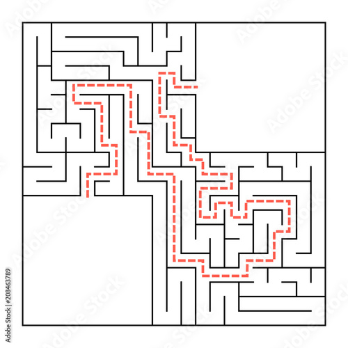 A square labyrinth. Simple flat vector illustration isolated on white background. With a place for your image