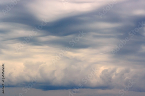 Cloudy sky with storm clouds, background.
