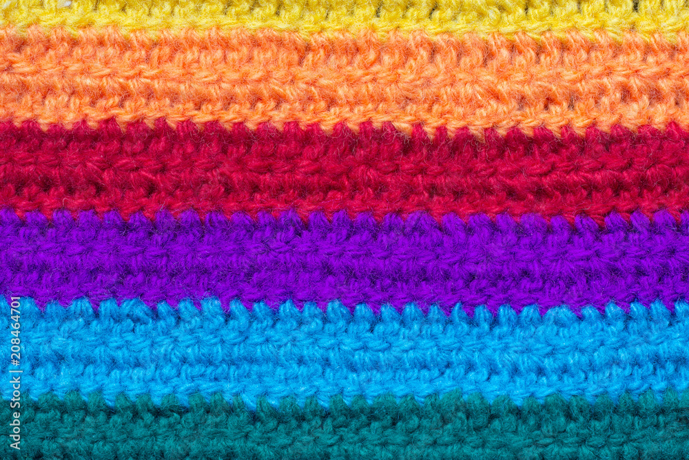 Texture cloth is knitted from multi-colored yarn.