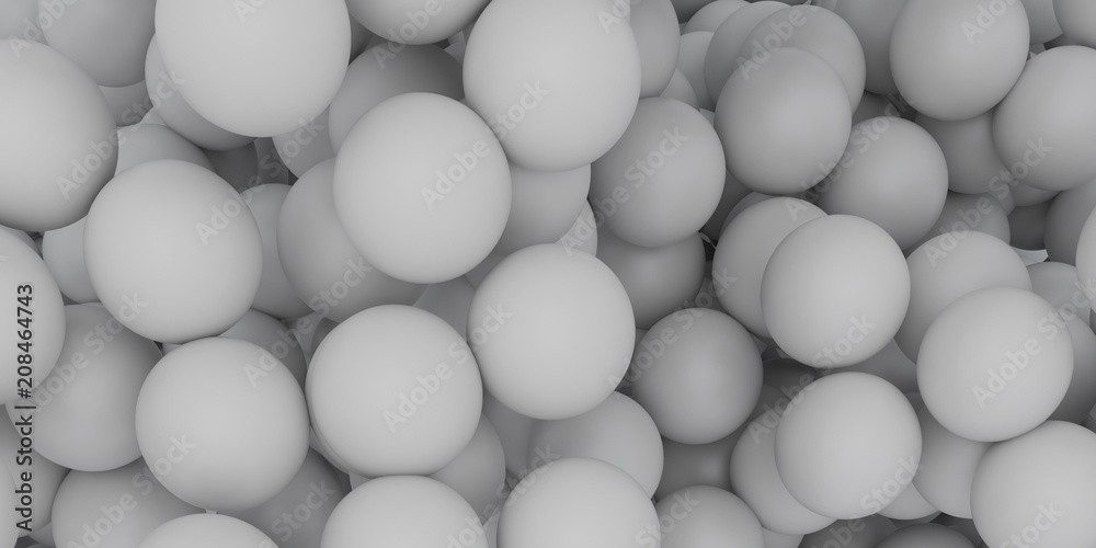 Abstract of grey sphere balls are scattered as background.3d rendering