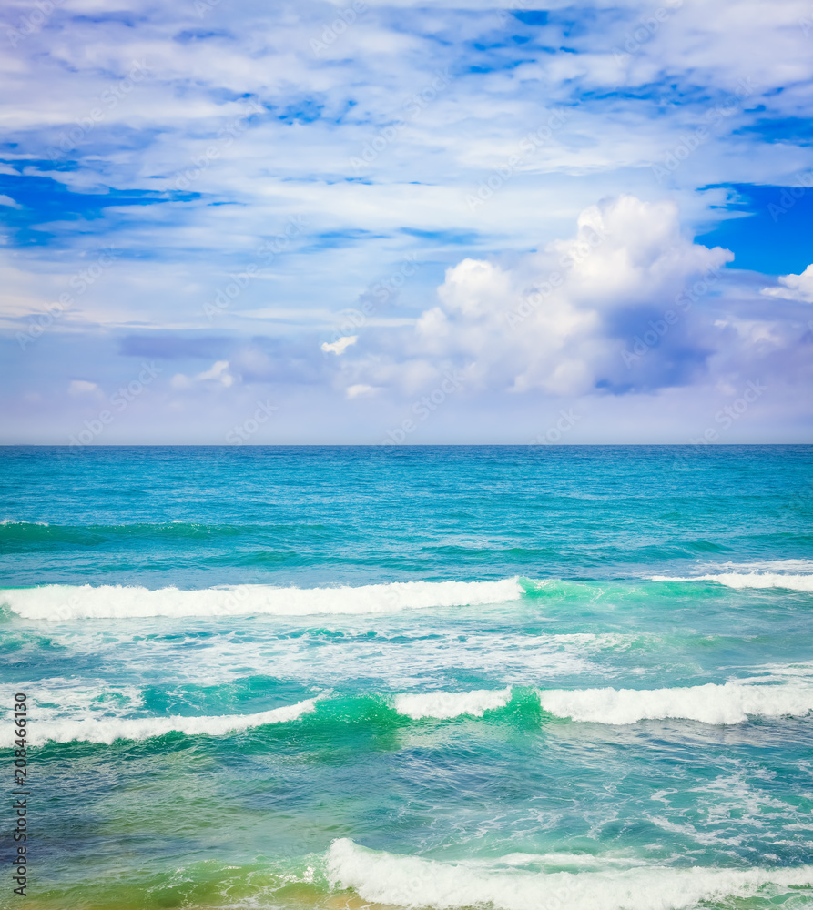Beautiful view of sea waves. Tropical landscape