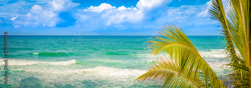 Beautiful view of sea waves. Tropical landscape. Panorama