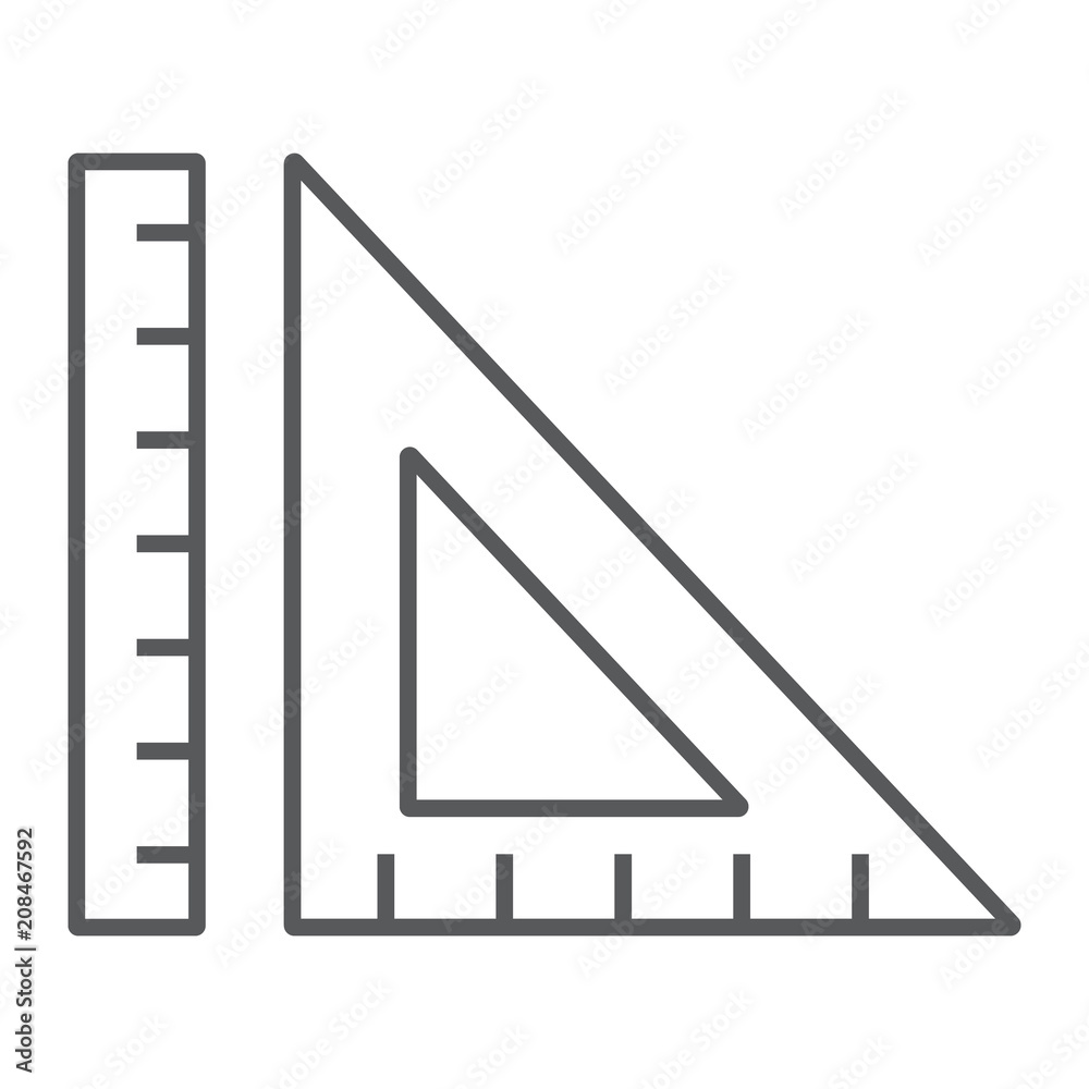 Geometry thin line icon, school and education, ruler sign vector graphics, a linear pattern on a white background, eps 10.