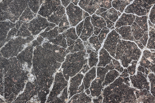White cracks on an old concrete paving slab
