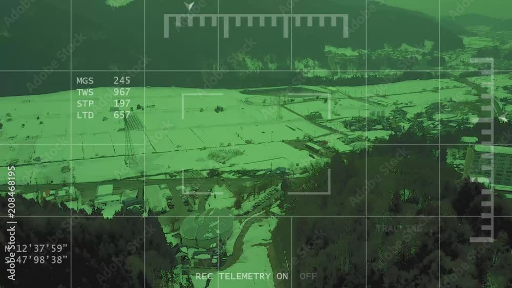 UAV drone tracking and searching mountain region in night vision, UAV / missle / helicopter / army concept. UAV drone tracking and searching mountain region in night vision, UAV / missle / helicopter / army concept.