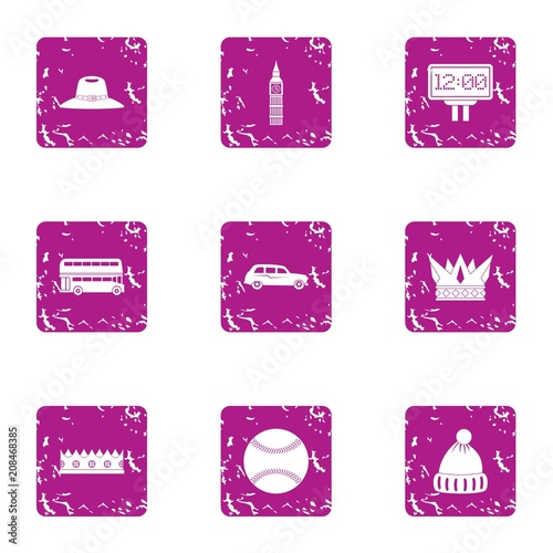 Street walkabout icons set. Grunge set of 9 street walkabout vector icons for web isolated on white background