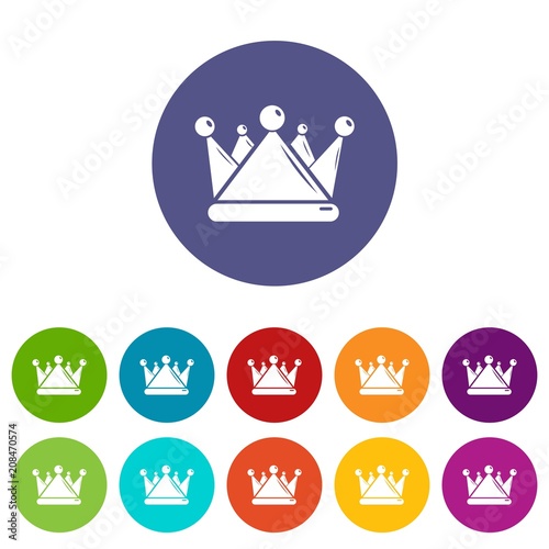 Kievan rus crown icons color set vector for any web design on white background