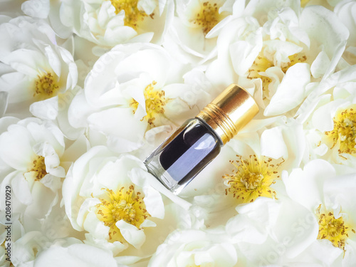 Arabian oudh attar perfume or agarwood oil fragrances with Rose in mini bottle.