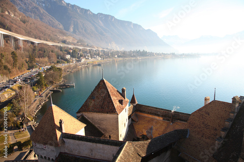 View to the Geneva Lake from Shillon Castle photo