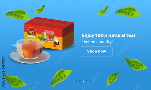 Vector illustration design template in realism style about tea