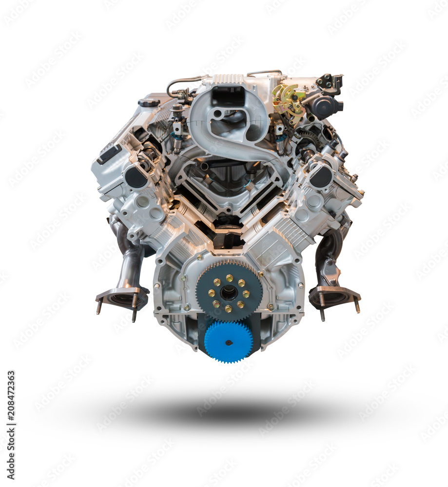 Car engine part isolated on white background. Car engine part isolated on white background.