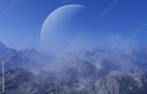 Fototapeta Naklejka Na Ścianę i Meble -  3d rendered Space Art: Alien Planet - A Fantasy Landscape