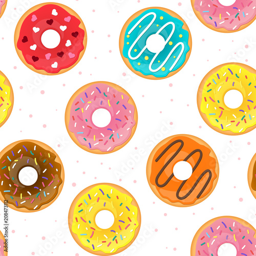 seamless pattern with tasty doughnuts
