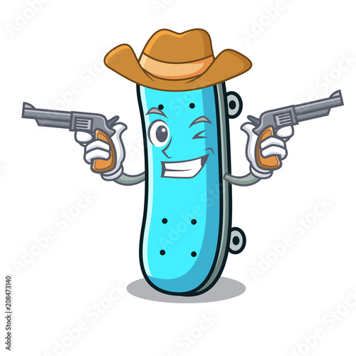 Cowboy skateboard character cartoon style