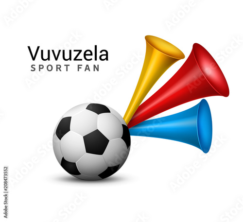 Vuvuzela trumpet football fan. Soccer vector sport play fan symbol with vuvuzela or trumpet design