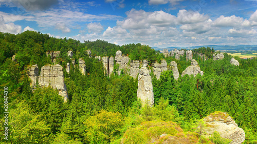 Sandstone towers in Hruboskalsko Rock Town, Bohemian Paradise nature reserve, Czech republic