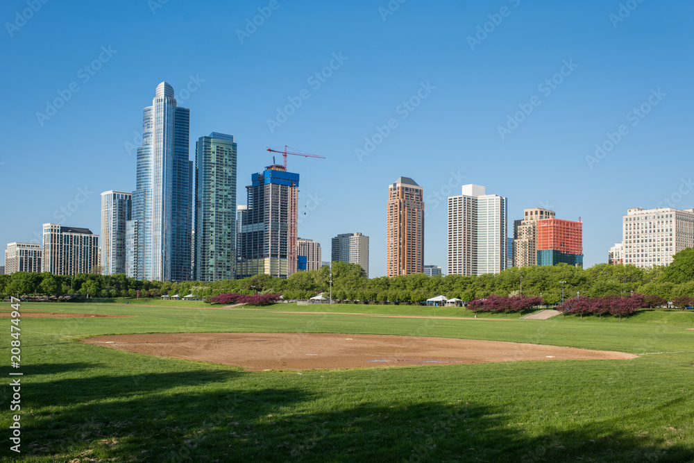 View of The Chicago downtown and skyscrapers,Illinois, USA 