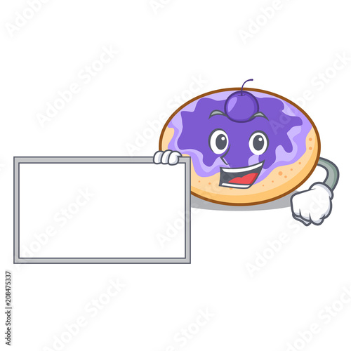 With board donut blueberry character cartoon photo