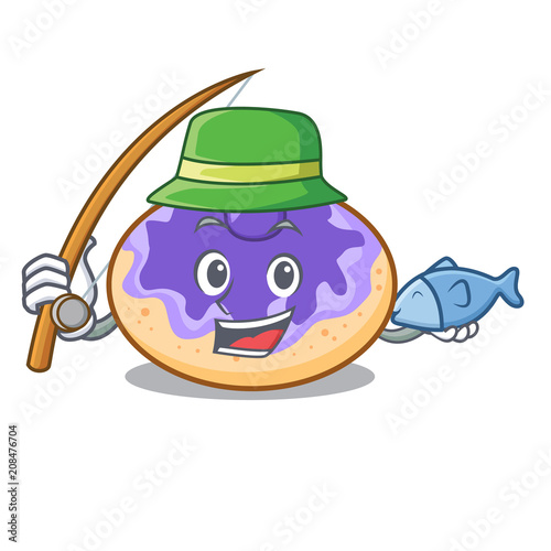 Fishing donut blueberry mascot cartoon photo