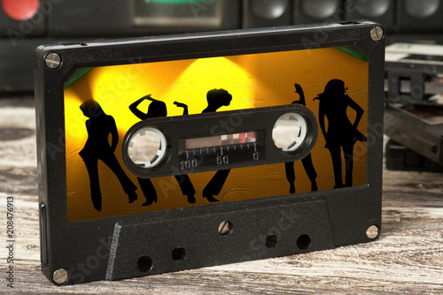 Photography Eine Musik Kassette mit der Disko Musik auf den 70