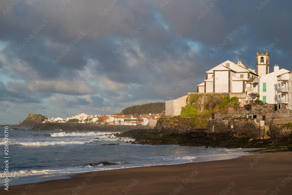 Atlantic ocean and a church on a hill